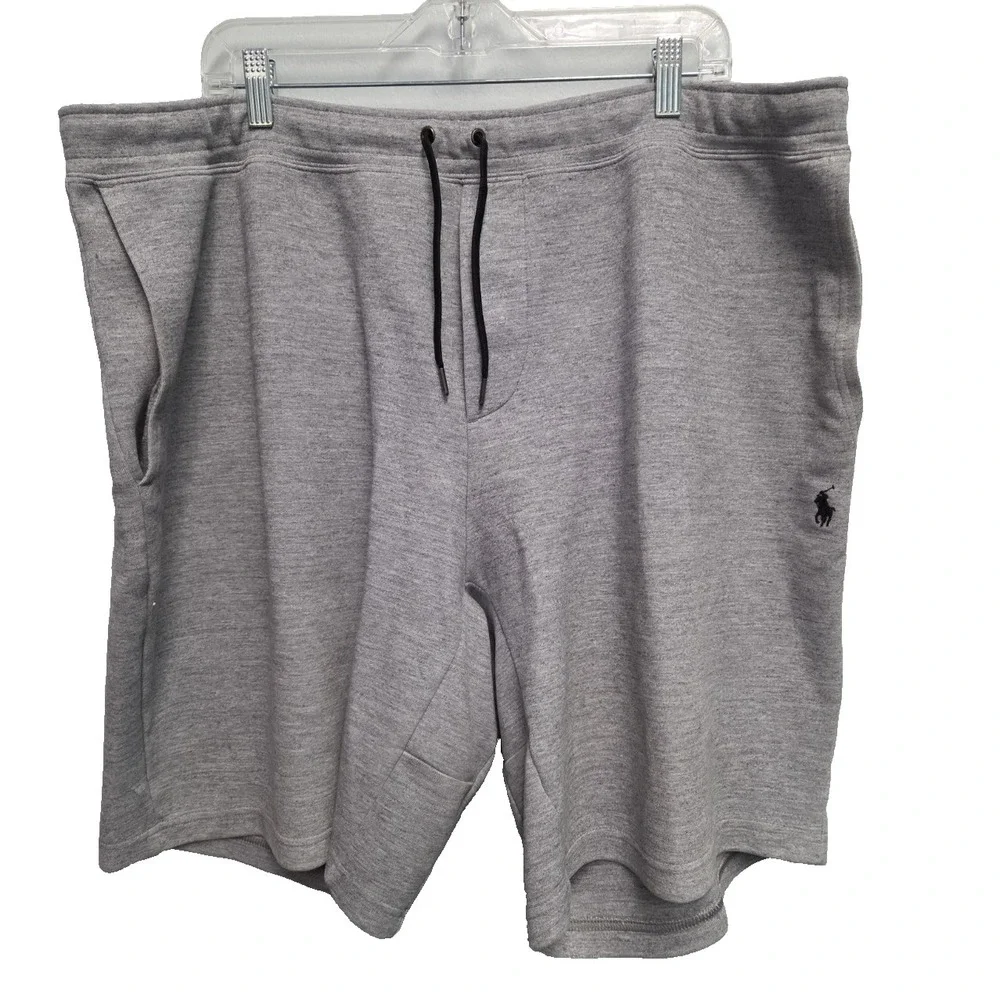 POLO RALPH LAUREN Men's 2XBIG Grey Heather Knit Tech Sweat Shorts Pony Logo